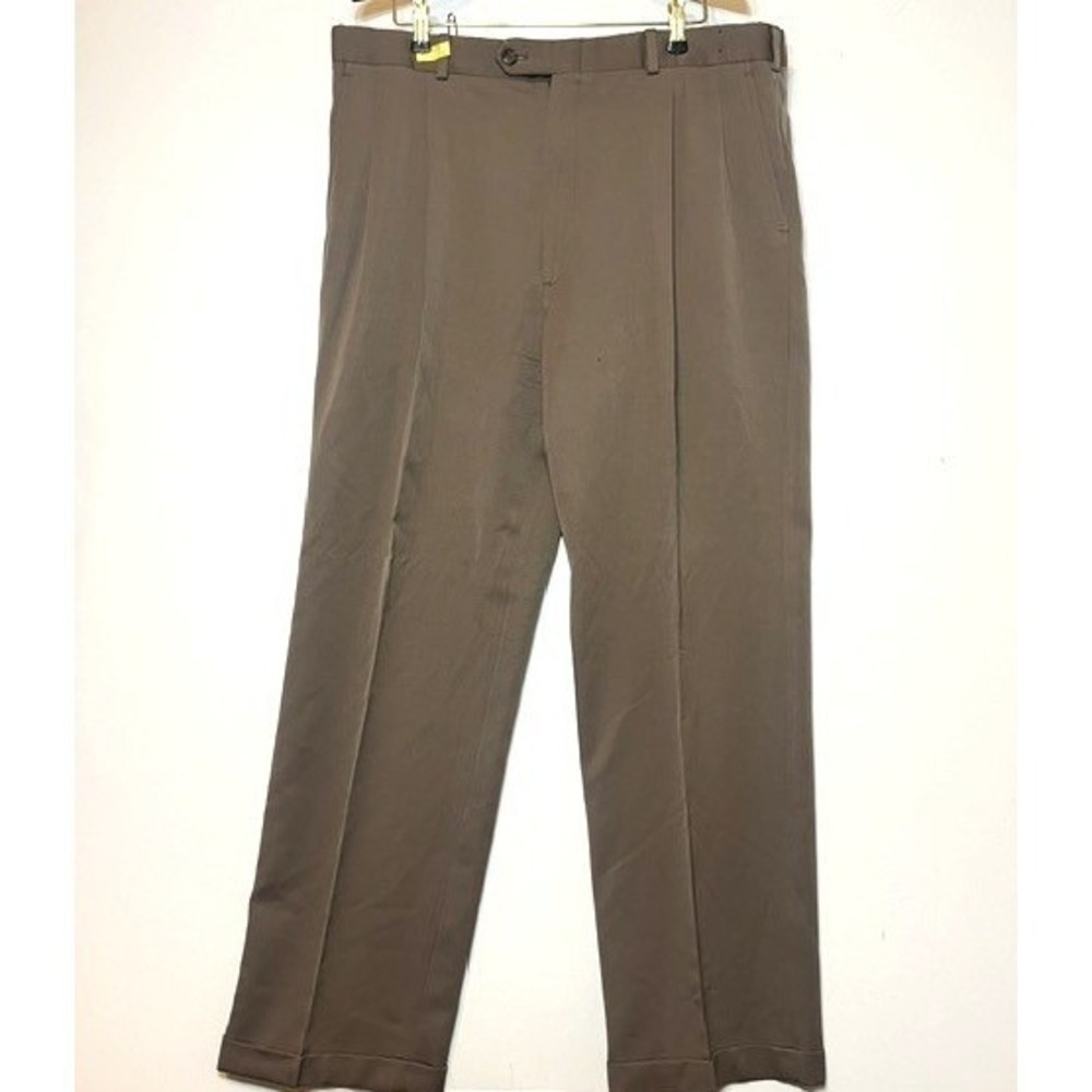 Burberry Vintage Men's Pure Wool Tan Brown READ Pleated Dress Pants Sz 36